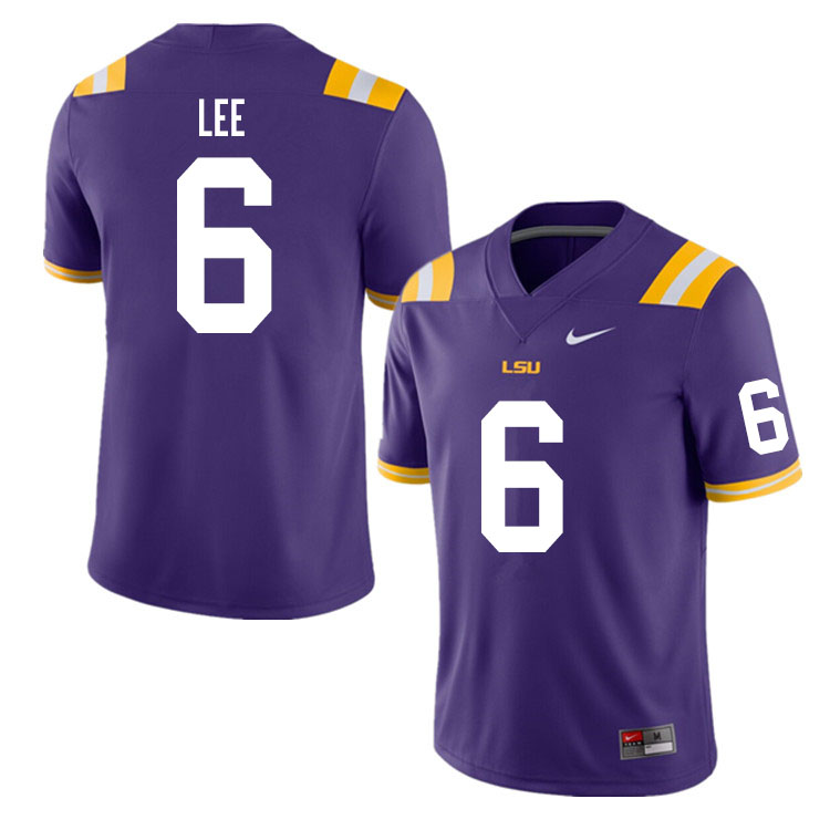 Men #6 Devonta Lee LSU Tigers College Football Jerseys Sale-Purple